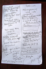 My PodCast Content and Technology plan - click on Flickr link above for bigger resolution and sorry about my hard to read handwritting