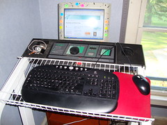 keyboard and mouse  treadmill controls and monitor